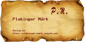 Plakinger Márk névjegykártya